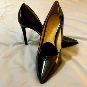 Black Patent Spike Heels